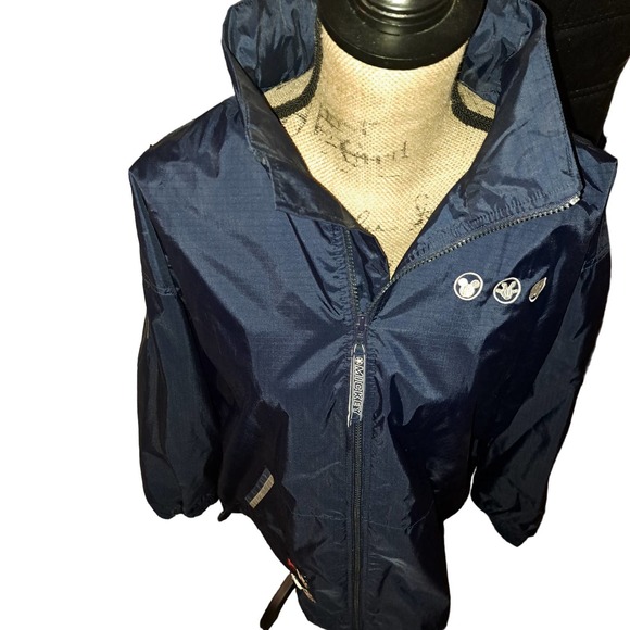 NEW Size Large Mickey Mouse Navy Blue Windbreaker with tuck in hood - Picture 3 of 10